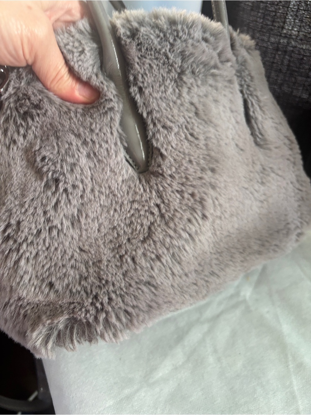 kate spade Gray  Fur Tote with Leather Handles - Picture 17 of 17
